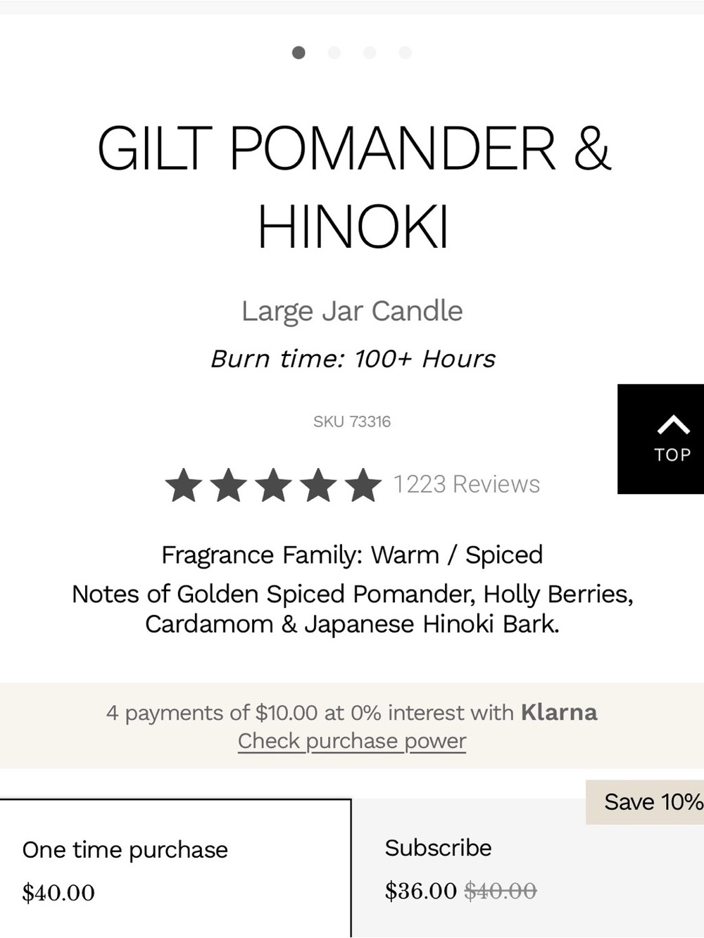 Voluspa Gilt Pomander Hinoki Large Jar Candle - Picture 6 of 7